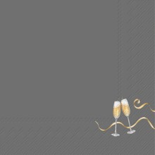 Салфетки 20бр Tiny Champagne Glass сиви